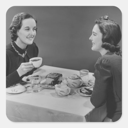 Kaffeetreff Quadratischer Aufkleber (Vorderseite)