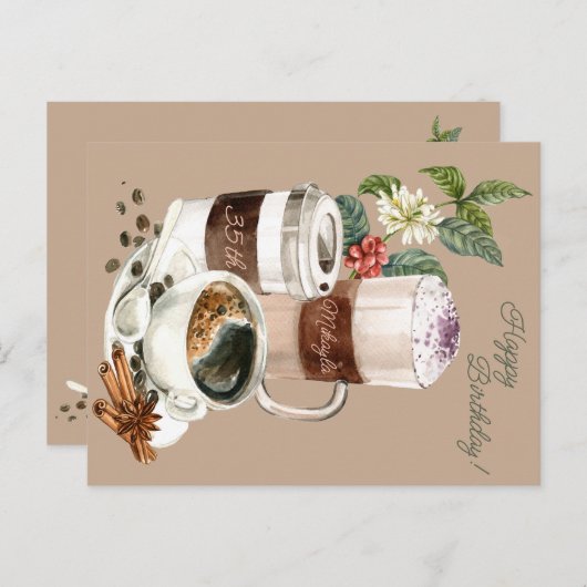 Kaffeetrinken, Geburtstag glücklich, Feier Postkarte (Vorne/Hinten)