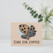 Kaffeetrinken Ladybug Postkarte (Stehend Vorderseite)