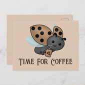 Kaffeetrinken Ladybug Postkarte (Vorne/Hinten)