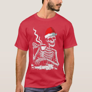Kaffeetrinken Skelett Weihnachten Schädel Weihnach T-Shirt
