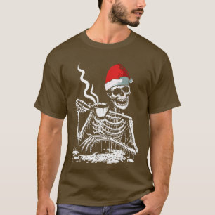 Kaffeetrinken Skelett Weihnachten Weihnachten XMa T-Shirt