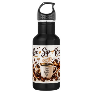 Kaffeetrinken Wiederholen Kaffeeliebhaber Design Edelstahlflasche