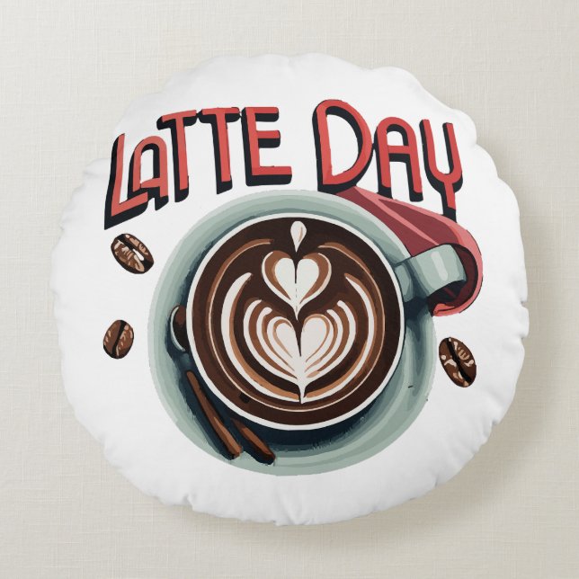 Kaffeetrinks Rundes Kissen (Vorderseite)