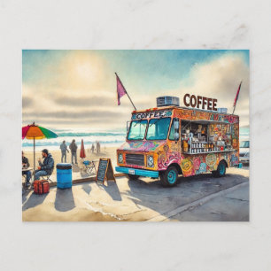 Kaffeetruck am Strand Postkarte