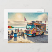 Kaffeetruck am Strand Postkarte (Vorne/Hinten)