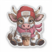 Kaffeetüchtige Kuh Aufkleber (Vorderseite)