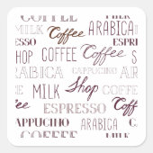 Kaffeetypen Quadratischer Aufkleber (Vorderseite)