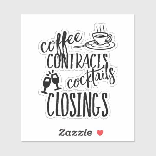 Kaffeeverträge Cocktails schließen Realtor Aufkleber (Blatt)