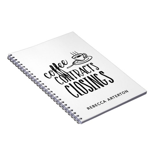 Kaffeeverträge schließen echter Anwesen-Agent Notizblock (Rechte Seite)