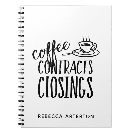Kaffeeverträge schließen echter Anwesen-Agent Notizblock (Vorderseite)