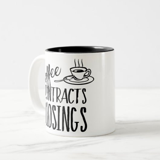 Kaffeeverträge schließen echter Anwesen-Agent Zweifarbige Tasse (Vorderseite Links)