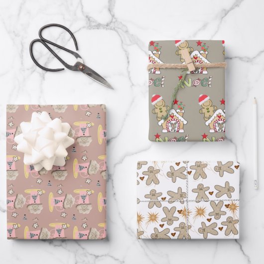 KaffeeWeihnachtsblätter Wrapping Paper Lebkuchen Geschenkpapier Set (Vorderseite)