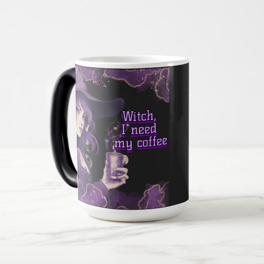 Kaffeewitsche auf schwarz verwandlungstasse (Vorderseite Links)