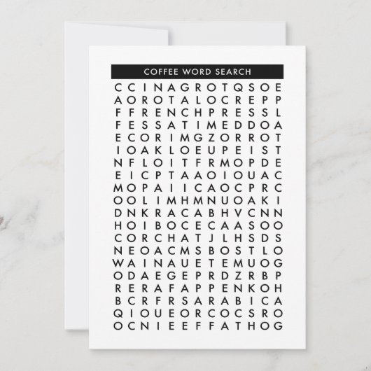 Kaffeewort-Suchpuzzlespiel Einladung (Vorderseite)