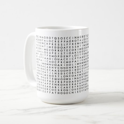Kaffeewort-Suchpuzzlespiel Kaffeetasse (Vorderseite Links)