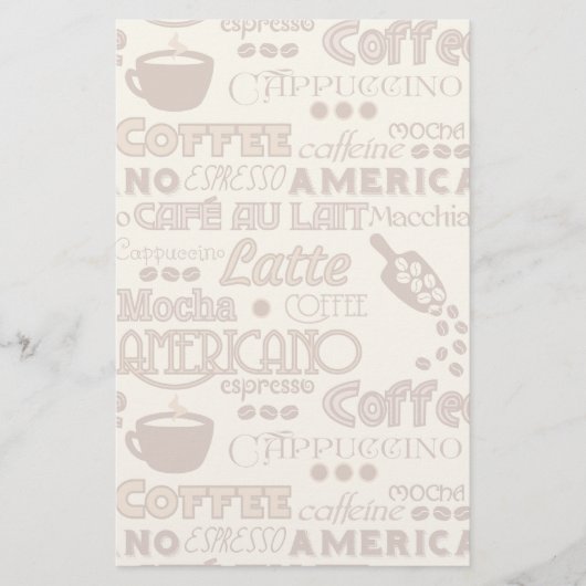 Kaffeewörter Briefpapier (Vorderseite)