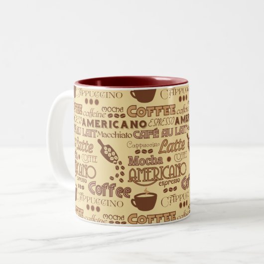 Kaffeewörter Zweifarbige Tasse (Vorderseite Links)