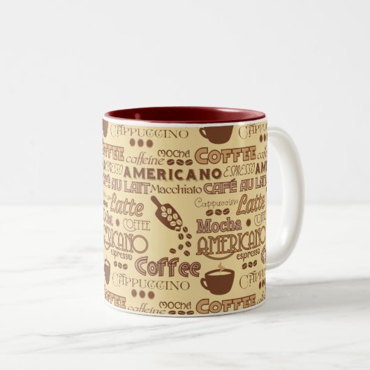 Kaffeewörter Zweifarbige Tasse (VorderseiteRechts)