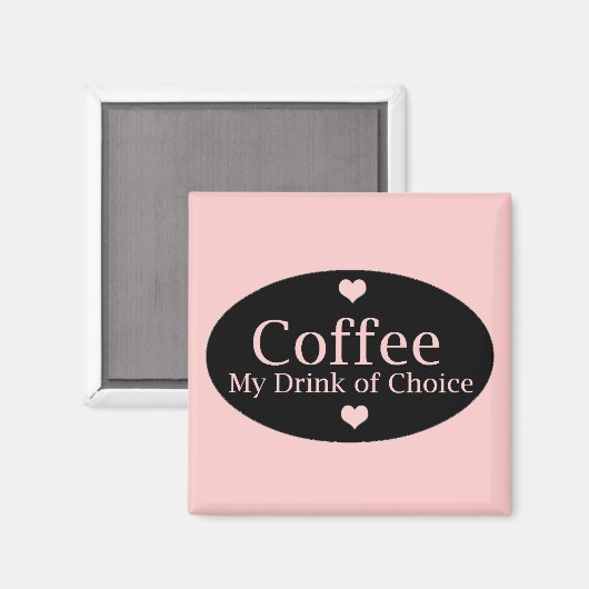 Kaffeezeichen in Rosa und Schwarz Magnet (Vorderseite/Rückseite)