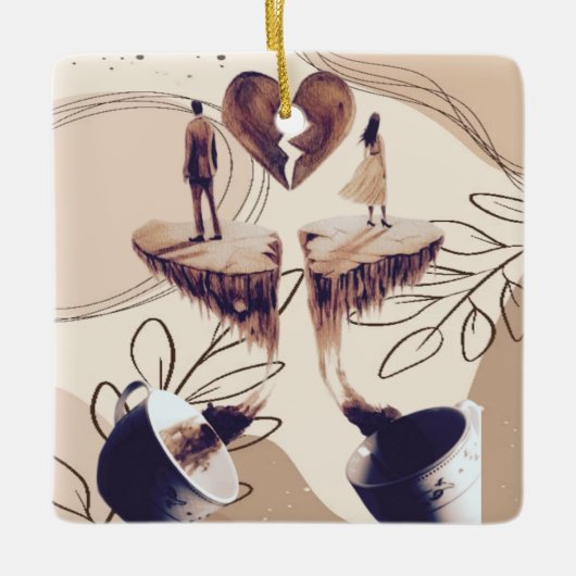 Kaffeezeit, alles was wir brauchen ist Kaffee, Kaf Keramikornament (Vorderseite)