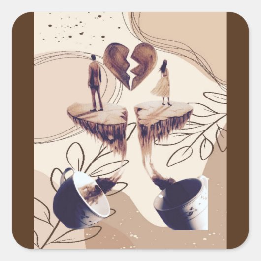 Kaffeezeit, alles was wir brauchen ist Kaffee, Kaf Quadratischer Aufkleber (Vorderseite)