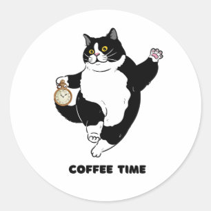 Kaffeezeit Black Cat für Vorführungen Aufkleber