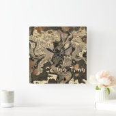 Kaffeezeit Brown Splash individuell einstellbar Quadratische Wanduhr (Zuhause)