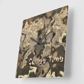 Kaffeezeit Brown Splash individuell einstellbar Quadratische Wanduhr (Winkel)