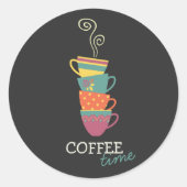 Kaffeezeit gestapelt Dampfbecher Runder Aufkleber (Vorderseite)