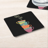 Kaffeezeit gestapelte Tasse Dampf wirbeln Rechteckiger Pappuntersetzer (angewinkelt)