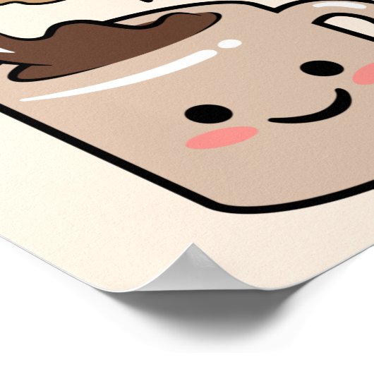 Kaffeezeit Kawaii Kaffeetasse Abbildung Poster (Ecke)