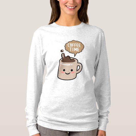 Kaffeezeit lustiger Kawaii-Kaffee T-Shirt (Vorderseite)