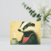 Kaffeezeit mit bezaubernder Miss Badger Postkarte (Stehend Vorderseite)