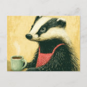 Kaffeezeit mit bezaubernder Miss Badger Postkarte (Vorderseite)