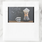 Kaffeezeit mit Cup und Kaffeekanne Rechteckiger Aufkleber (Tasche)
