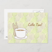 Kaffeezeit mit niedlichem Kaninchen Postkarte (Vorne/Hinten)