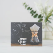 Kaffeezeit mit Tasse und Pot Postkarte (Stehend Vorderseite)