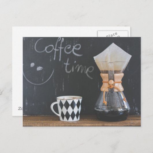 Kaffeezeit mit Tasse und Pot Postkarte (Vorne/Hinten)