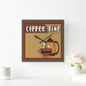 Kaffeezeit Quadratische Wanduhr (Zuhause)