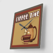 Kaffeezeit Quadratische Wanduhr (Winkel)