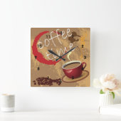 Kaffeezeit Quadratische Wanduhr (Zuhause)