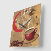 Kaffeezeit Quadratische Wanduhr (Winkel)