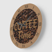 Kaffeezeit Röstbohnen Brown Große Wanduhr (Winkel)