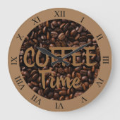 Kaffeezeit Röstbohnen Brown Große Wanduhr (Vorderseite)