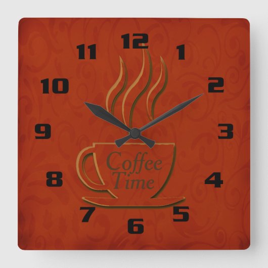 Kaffeezeit Schöne Küche Quadratische Wanduhr (Vorderseite)