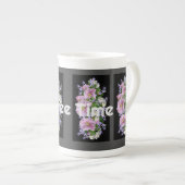 Kaffeezeit-Text mit Blumenbild Spezialtasse Porzellantasse (Vorderseite Rechts)