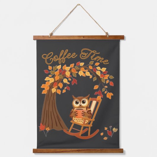 Kaffeezeitkugel fällt als Whimsisches Design Wandteppich Mit Holzrahmen (Vorderseite)