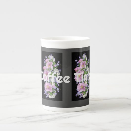 Kaffeezeittext mit Blume Image Specialty Tasse (Vorderseite)