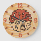 Kaffeezeitwörter für Milchschaum Große Wanduhr (Vorderseite)